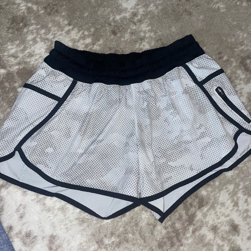 LuLuLemon white and grey digital running shorts